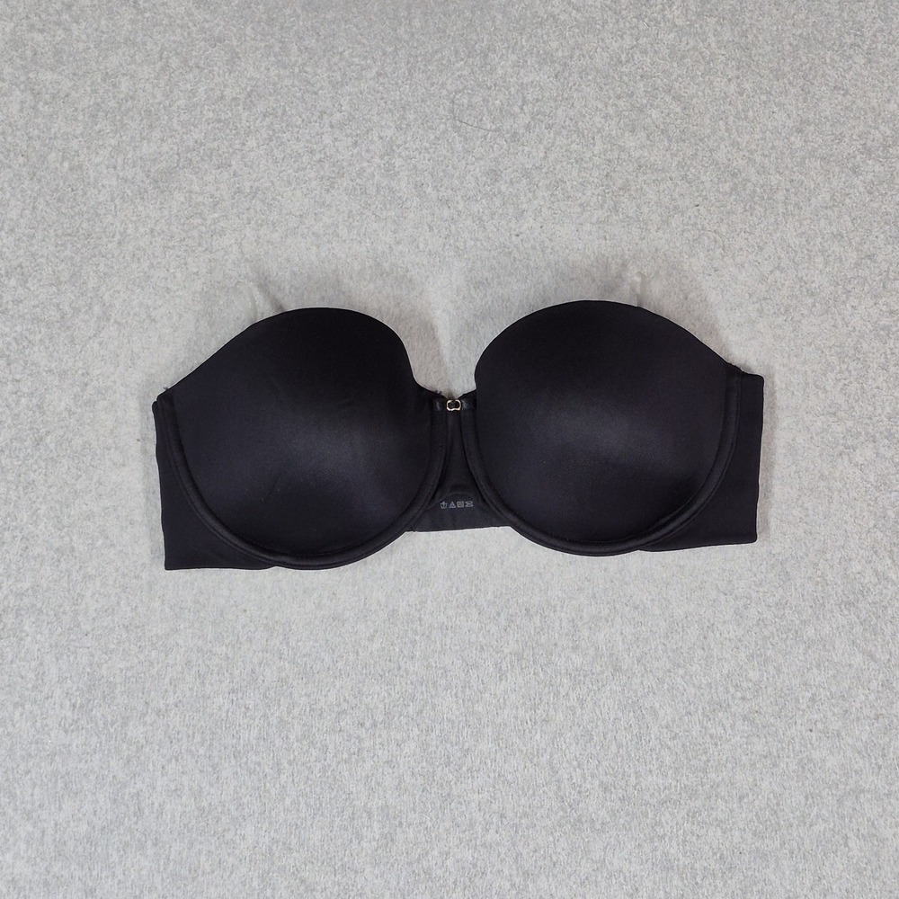 Vanity Fair Women Bra 38C Black T Shirt Underwired Lightly Lined Strapless READ